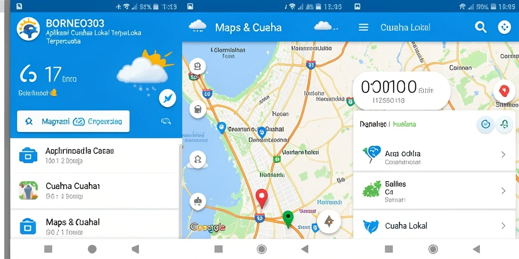 Screenshot utama BORNEO303 menampilkan antarmuka cuaca lokal yang informatif.