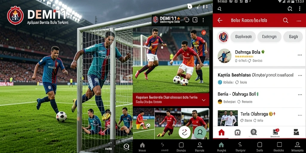 Antarmuka aplikasi DEMI11 dengan berita olahraga bola terbaru.