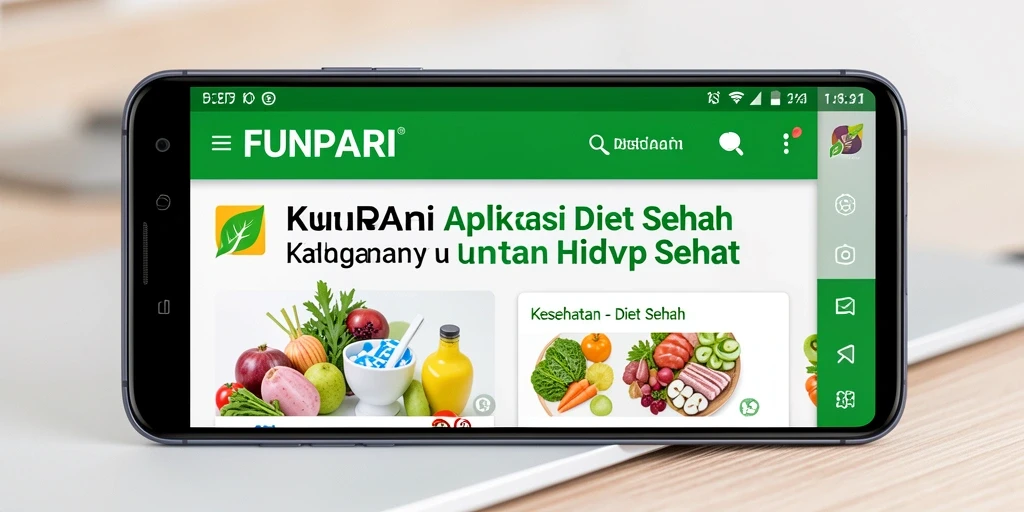 Screenshot antarmuka utama aplikasi Diet Sehat FUNPARI.