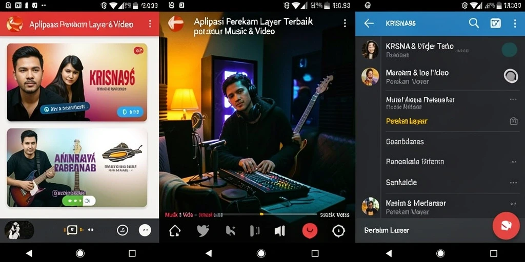 Tampilan antarmuka KRISNA96 saat merekam layar dengan fitur perekaman suara.