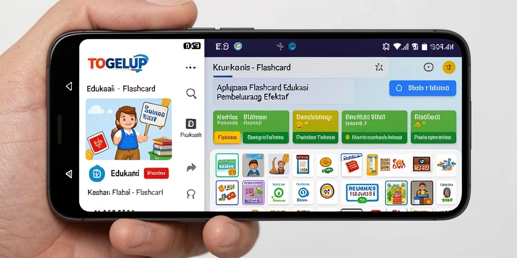Tampilan antarmuka aplikasi TOGELUP dengan berbagai pilihan Flashcard.